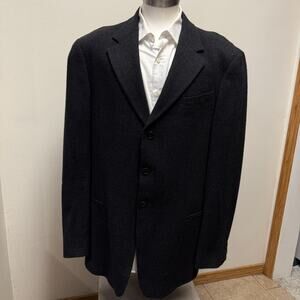 Armani Collezioni Men's Gray Micro Check Wool Blazer Made in Italy 44L